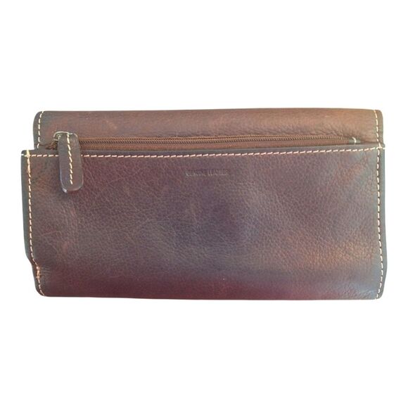 Fossil Leather Envelope Wallet Checkbook Clutch Trifold Billfold Carryall Brown - Picture 3 of 13